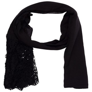 Designer Cotton Plain Women's Stole - Black